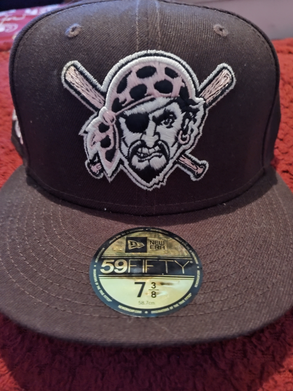 New Era Brown and Pink Pirate Logo Fitted Cap 7 3/8